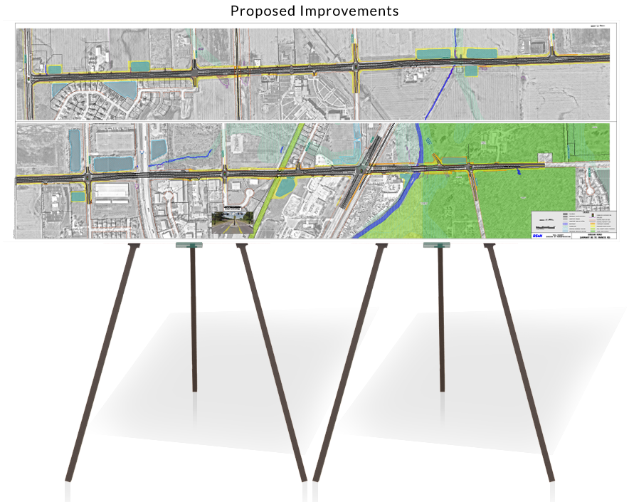 Double easle showing strip map. 