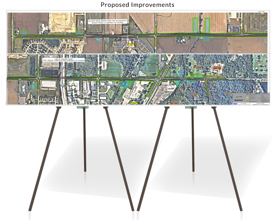 Double easle showing strip map. 